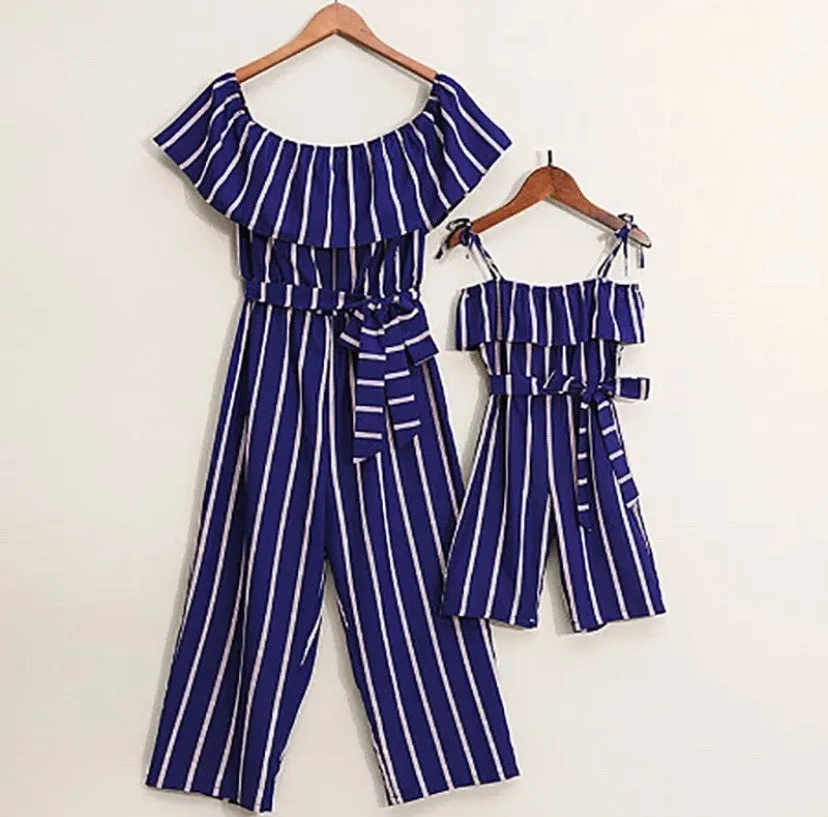 "Match in Style: WOMEN Royal Blue & Striped Jumpsuit"