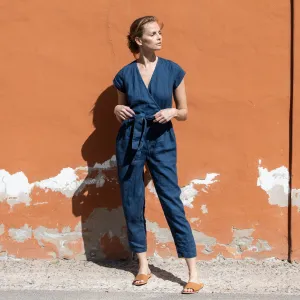 R: MARGARET wrap linen jumpsuit (Size: S; Color: Orange Burnt)