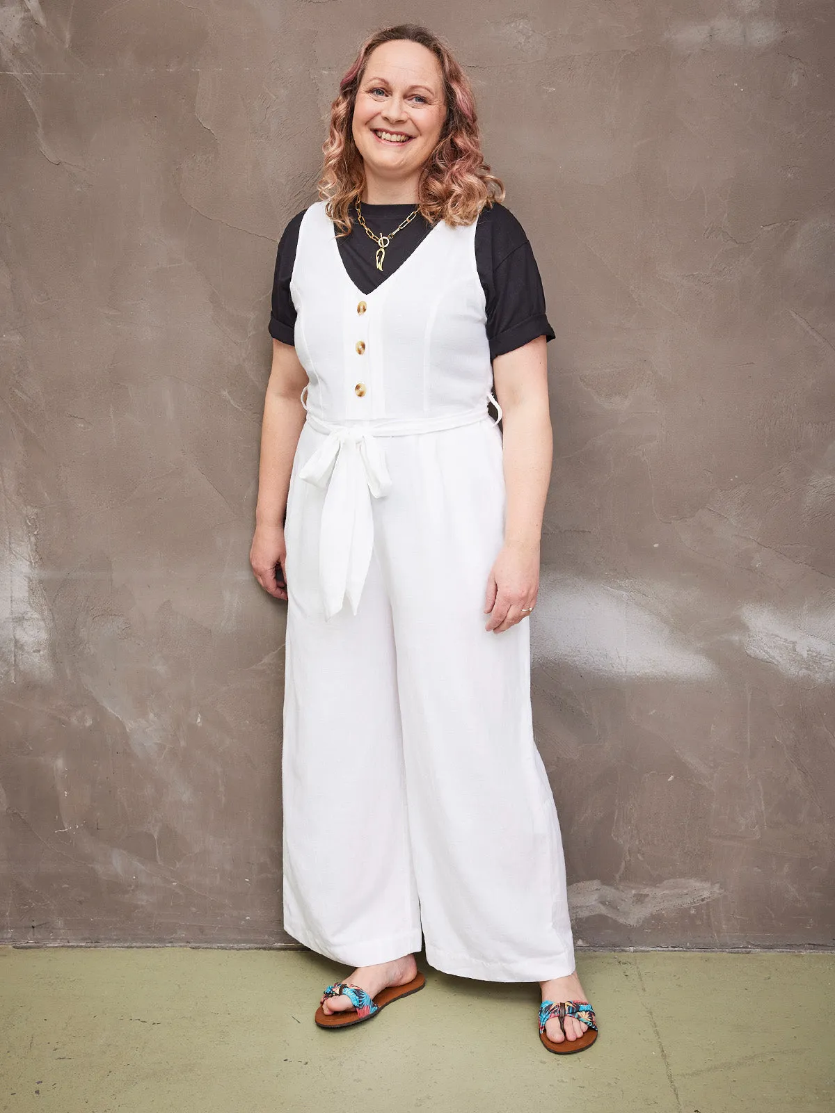 Rachel - Sleeveless Jumpsuit - White