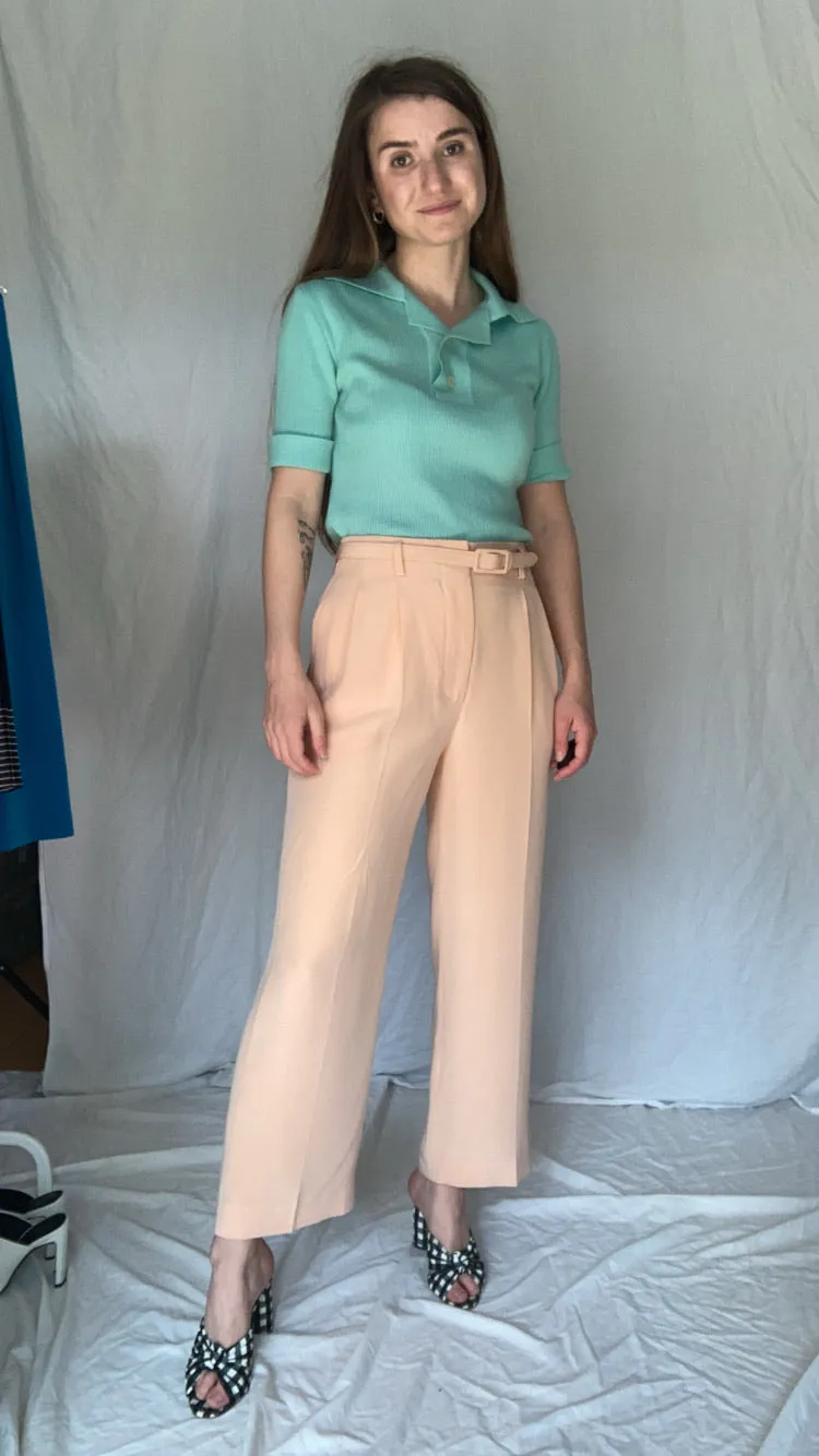 Ralph Lauren (Purple Label) Belted Blush 100% Silk Culottes 27-31