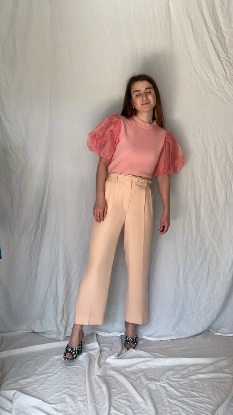 Ralph Lauren (Purple Label) Belted Blush 100% Silk Culottes 27-31