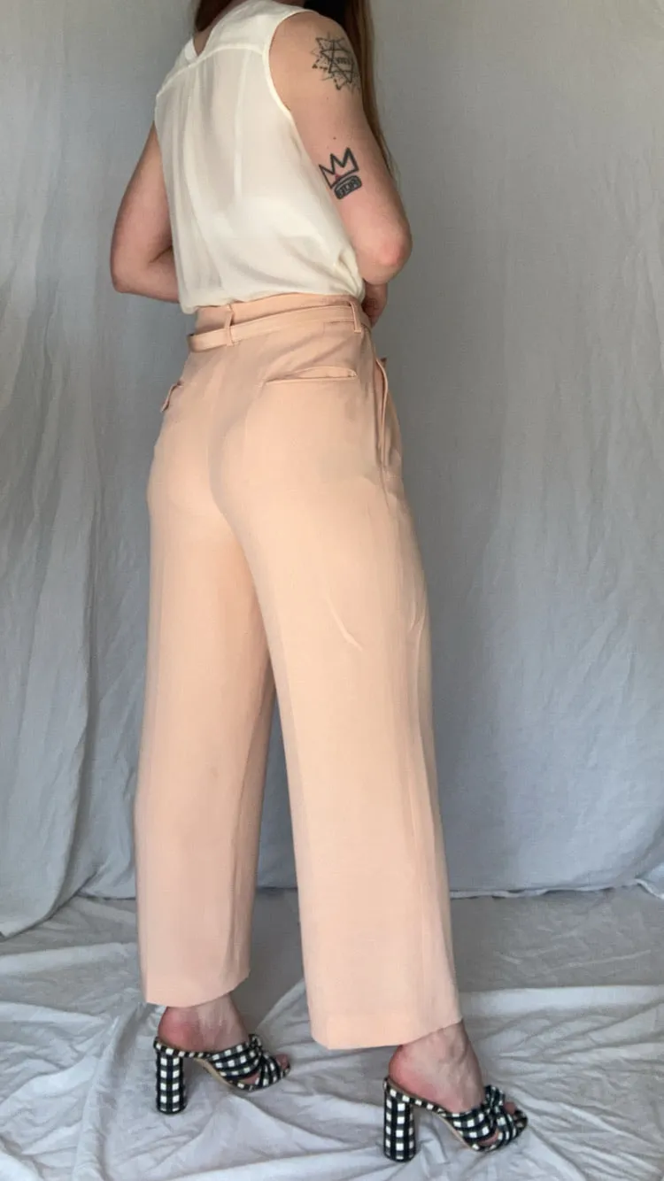 Ralph Lauren (Purple Label) Belted Blush 100% Silk Culottes 27-31