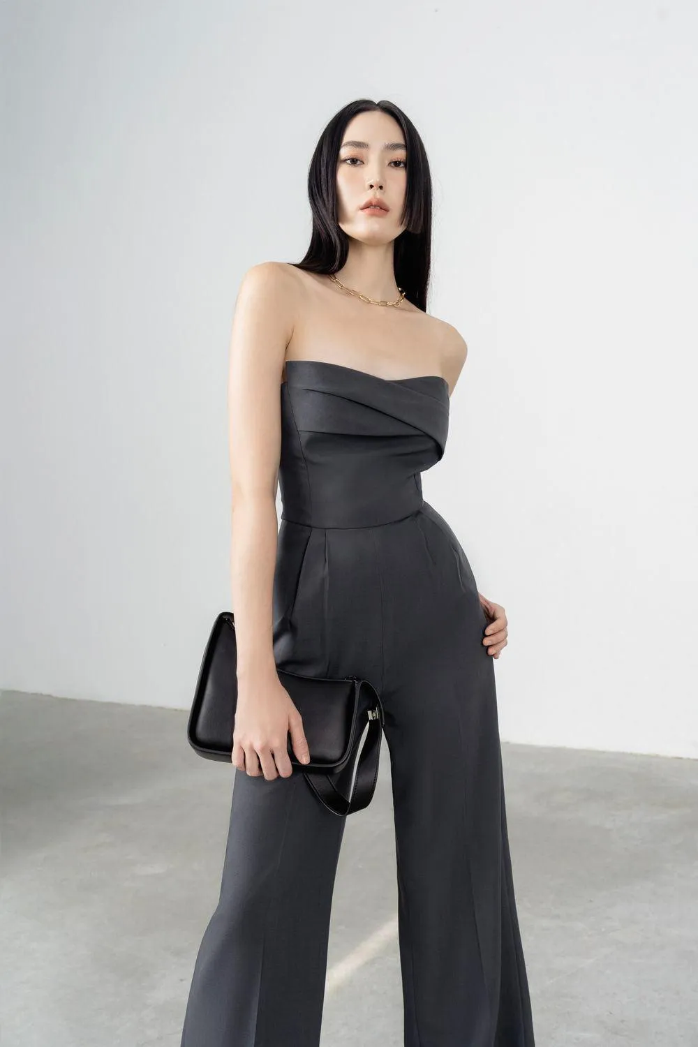 Ratih Strapless Wide Leg Polycotton Ankle Length Jumpsuit