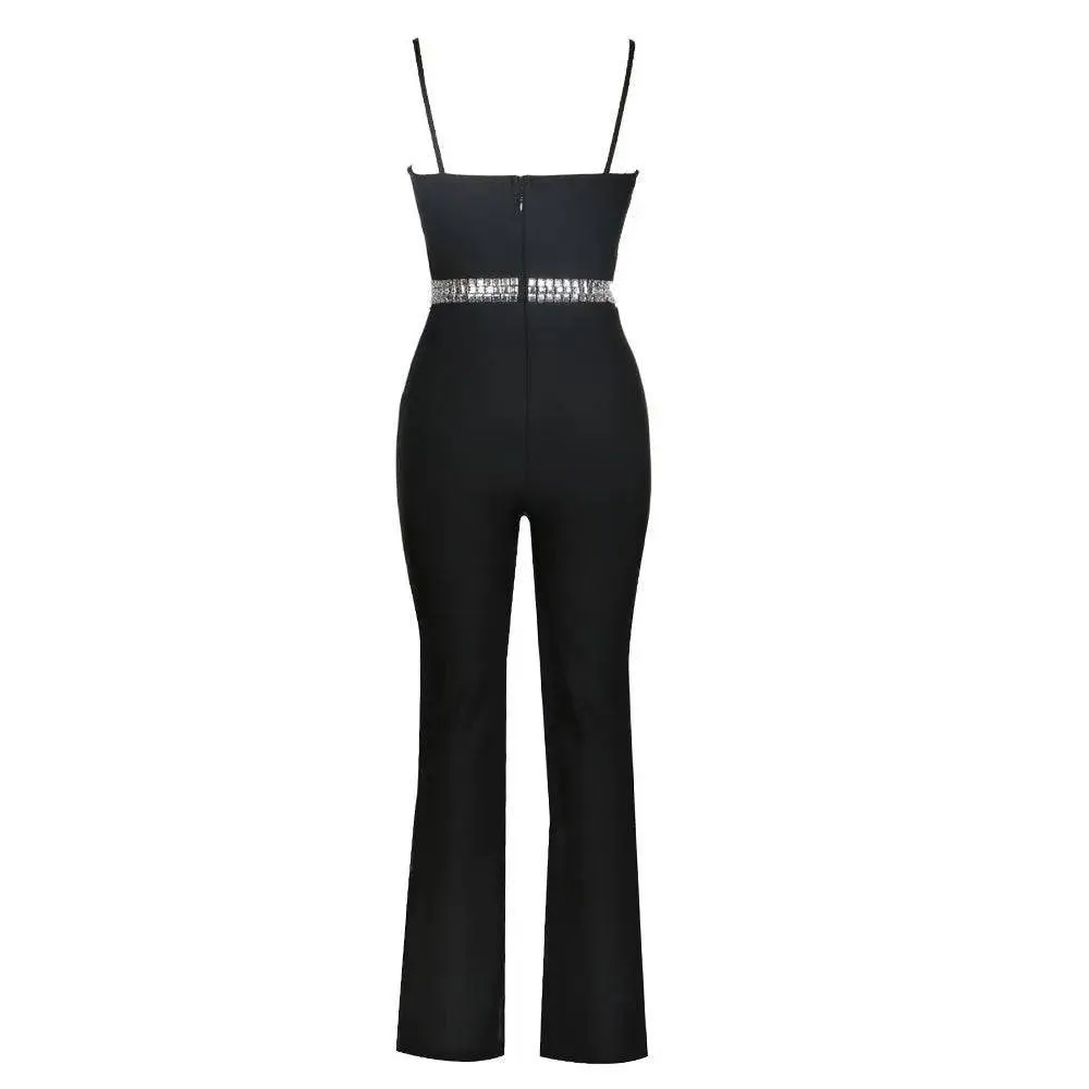 Reese Spaghetti Strap Crystal Embellishment Jumpsuit