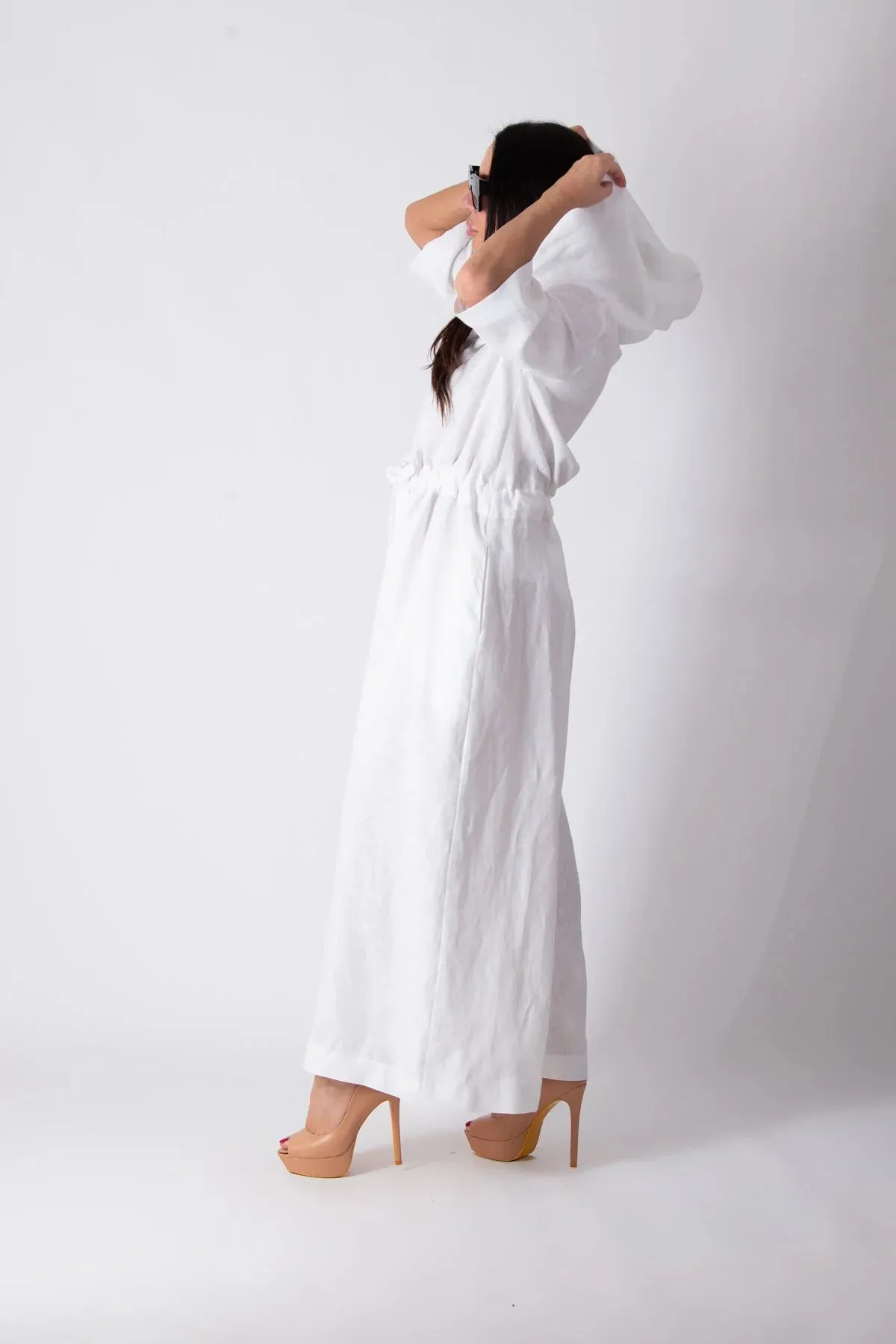 REGINA White Linen Jumpsuit