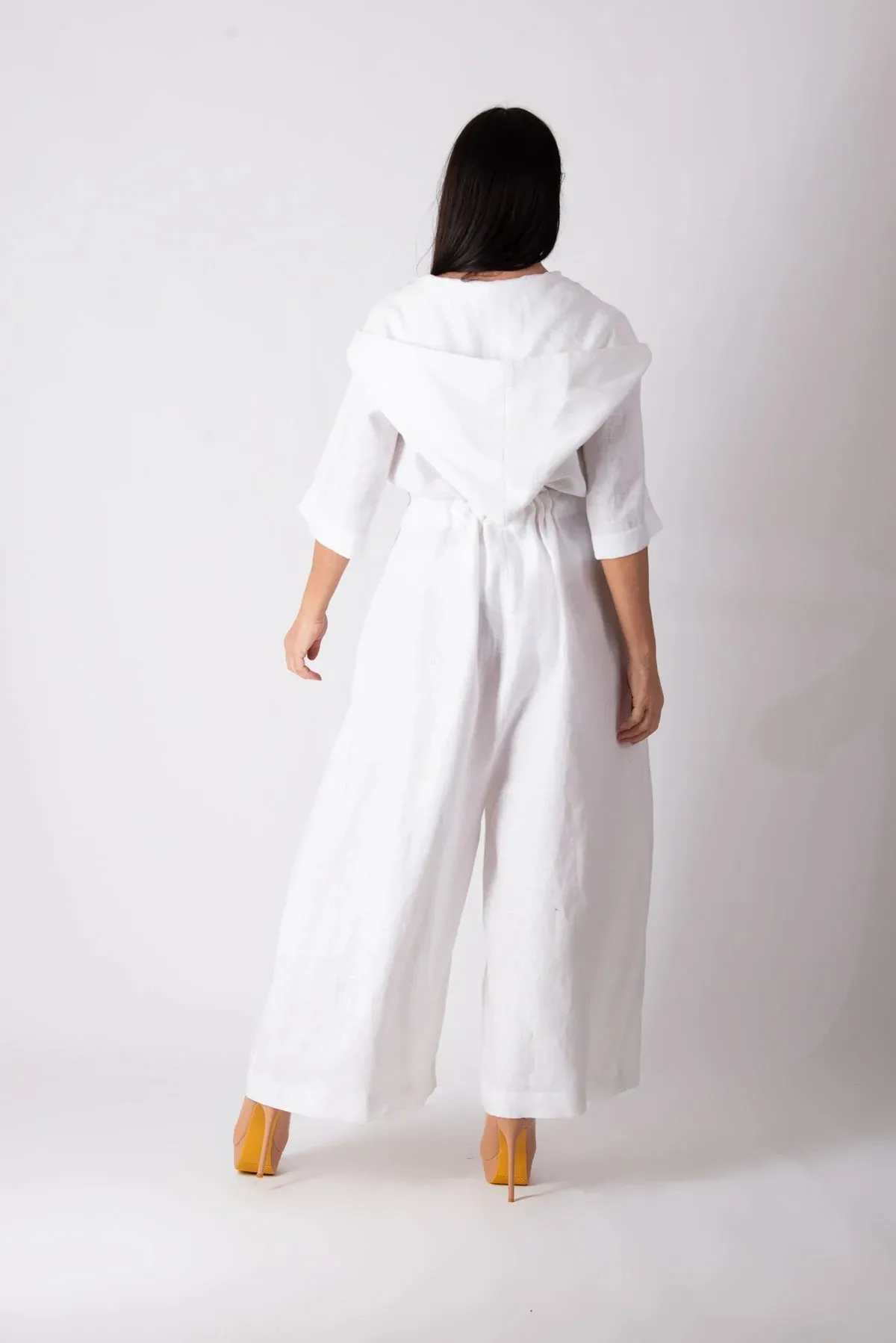 REGINA White Linen Jumpsuit