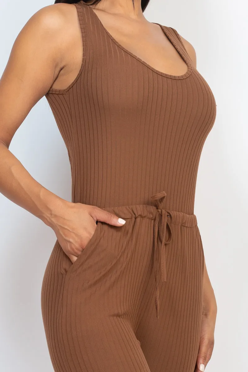 Ribbed Sleeveless Drawstring Jumpsuit (CAPELLA)