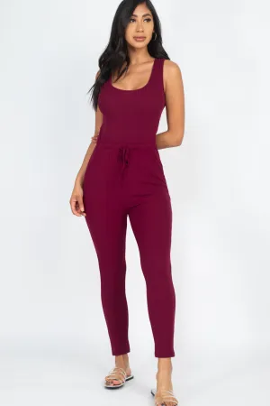 Ribbed Sleeveless Drawstring Jumpsuit (CAPELLA)