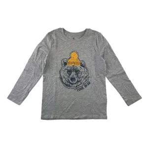 River Island t-shirt 7-8 years light grey long sleeve Cool Bear print