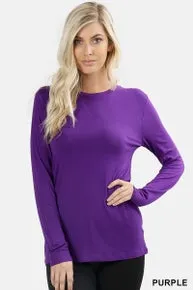 Round Neck Long Sleeve T-Shirt - Purple Rush - Last One - Size Small