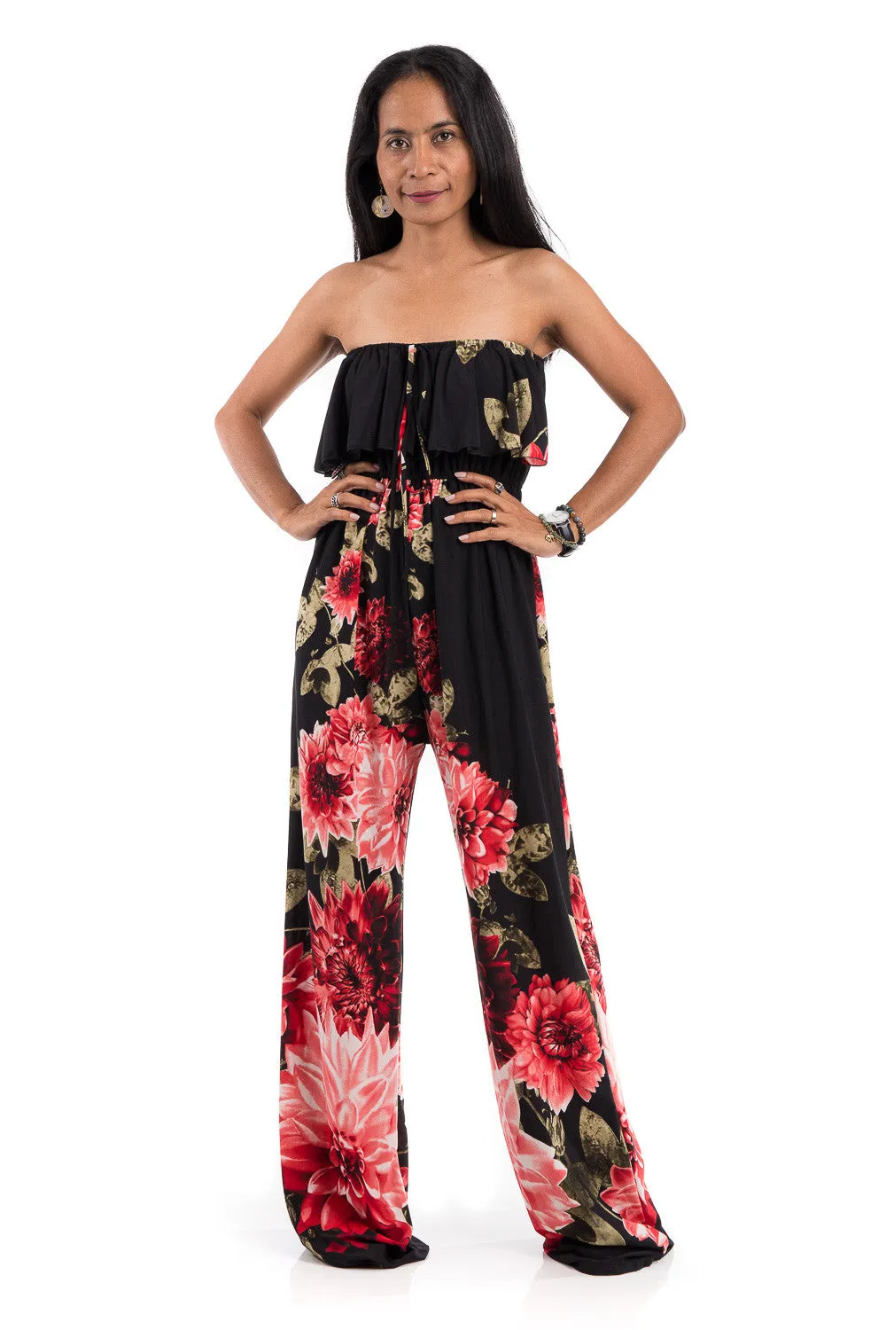 Ruffle Jumpsuit - Halter top jumpsuit