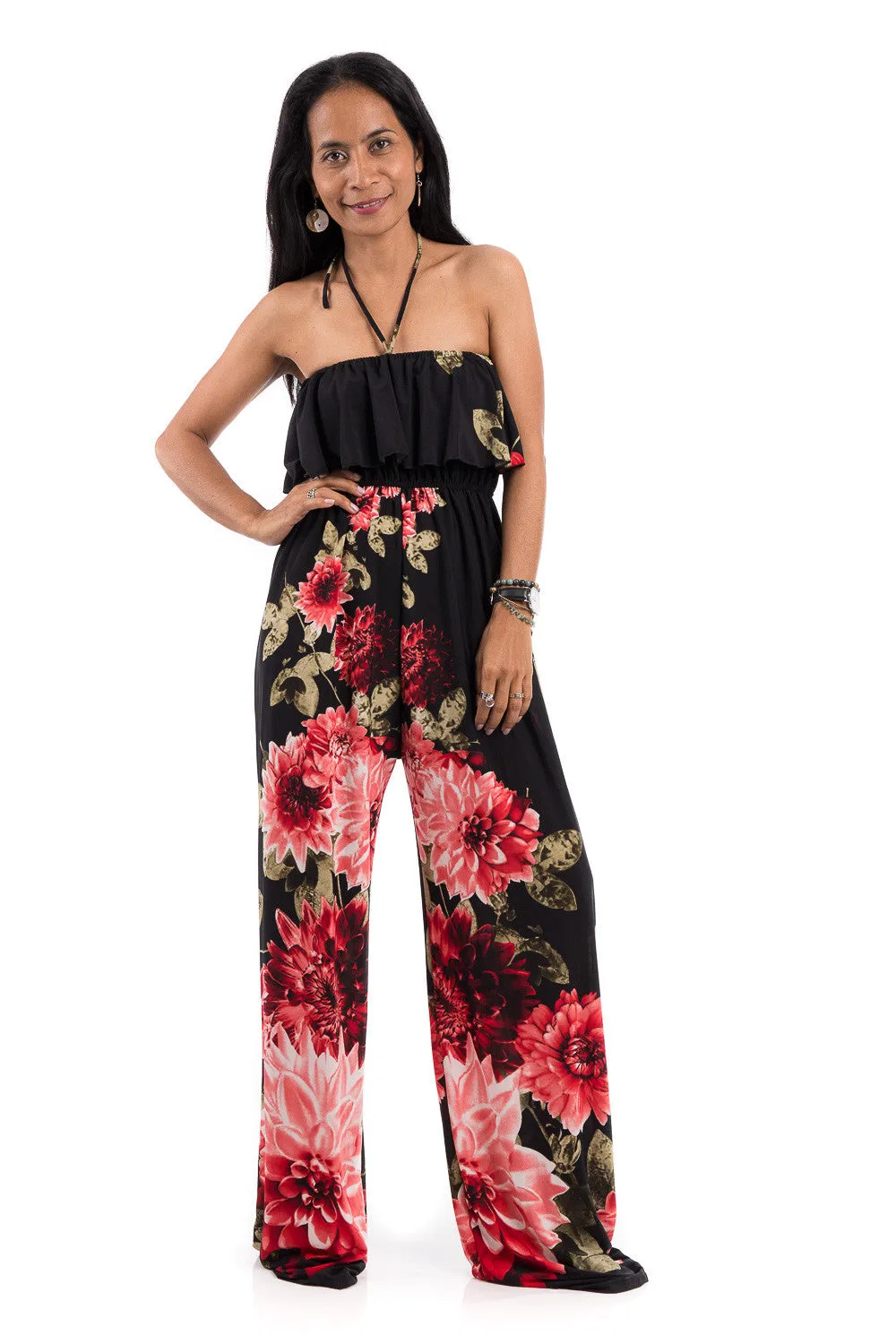 Ruffle Jumpsuit - Halter top jumpsuit