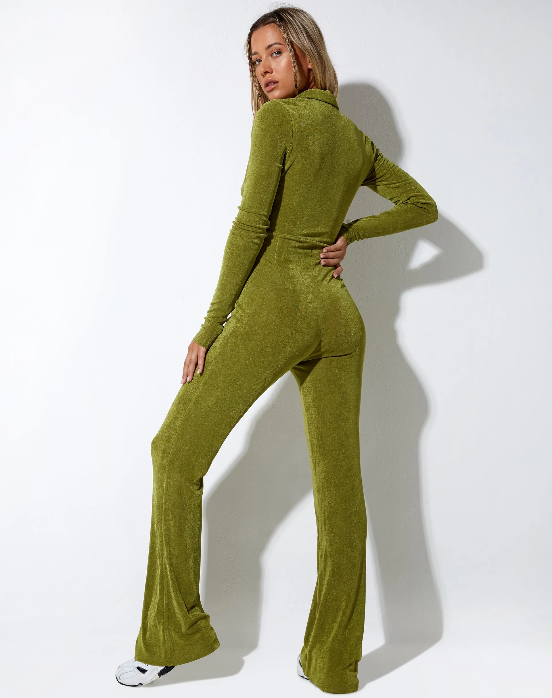 Salish Jumpsuit in Crepe Lime