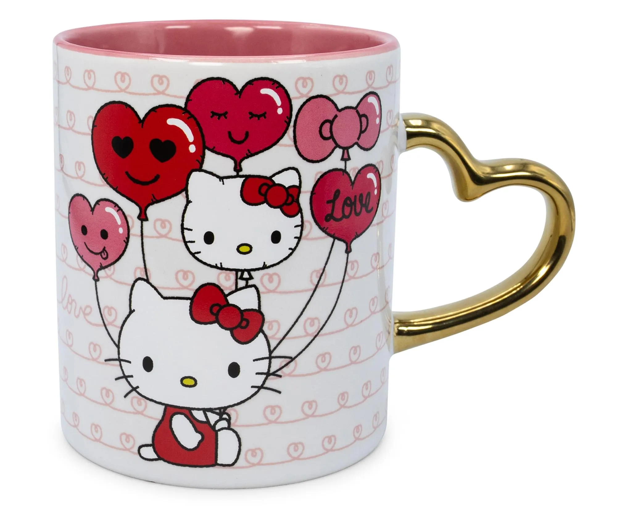 Sanrio Hello Kitty Love Heart-Shaped Handle Ceramic Mug | Holds 14 Ounces