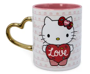 Sanrio Hello Kitty Love Heart-Shaped Handle Ceramic Mug | Holds 14 Ounces