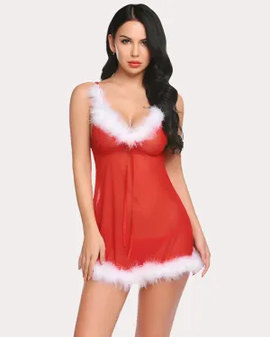 Santa Dress Red Lace Chemise