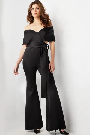 Satin Off Shoulder Jumpsuit by Jovani 09726