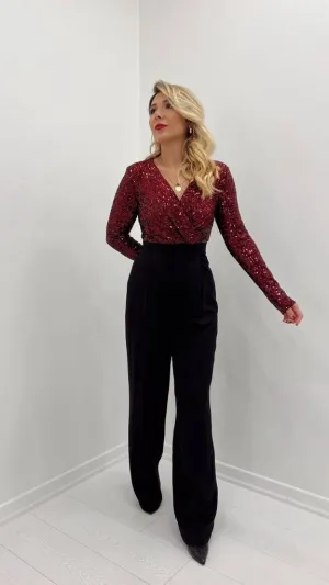 Sequin chest jumpsuit