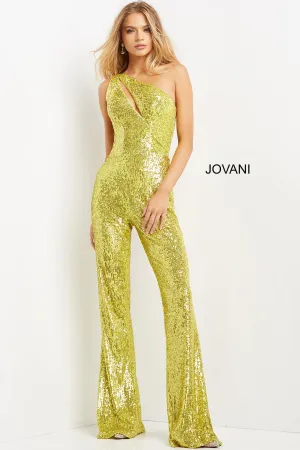 Sequin One Shoulder Jumpsuit by Jovani 09017