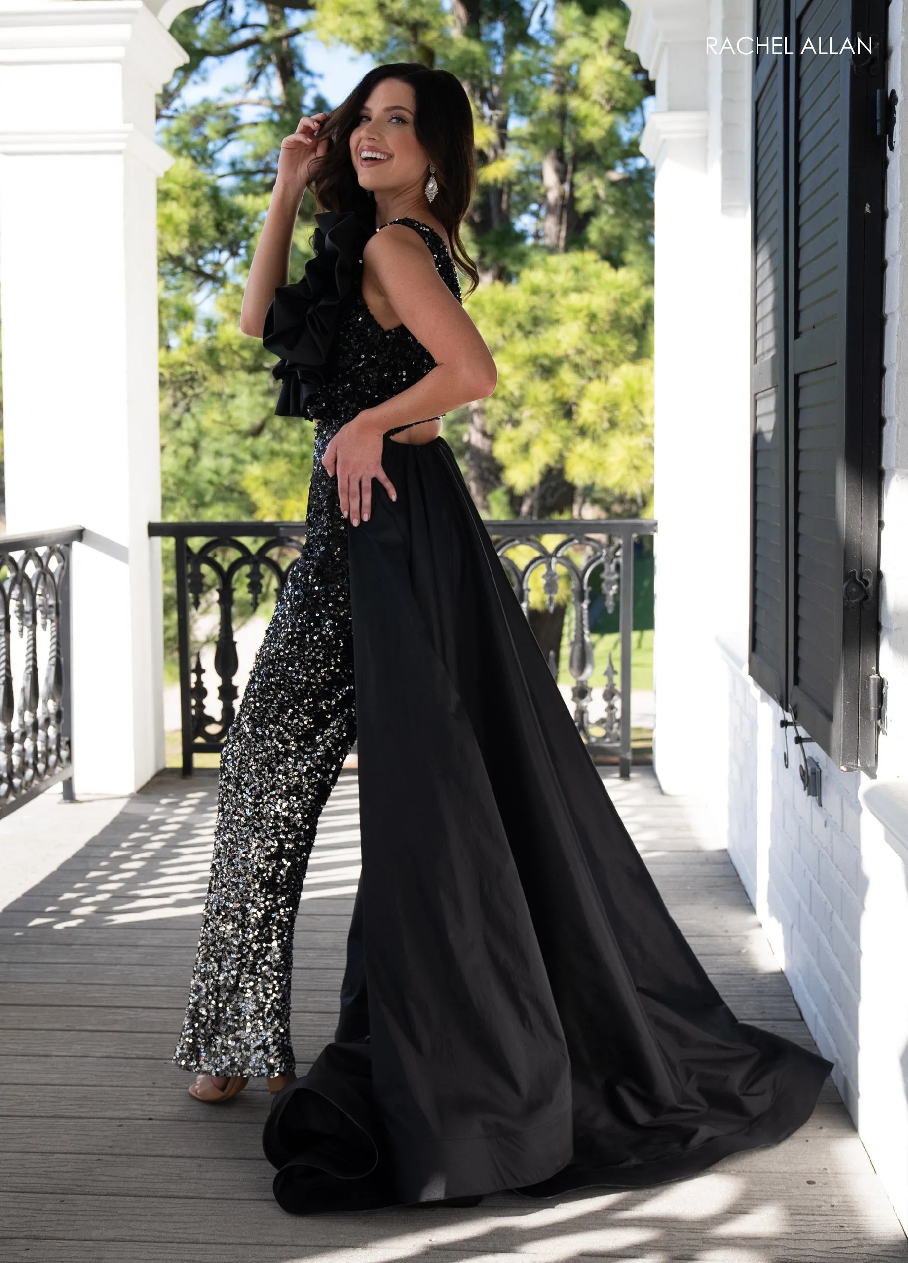 Sequin One Shoulder Jumpsuit by Rachel Allan 50335