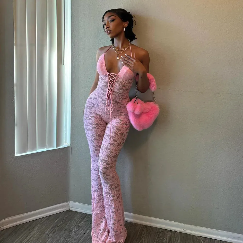 Sexy & Club Hollow-Out Ankle-Length Jumpsuit