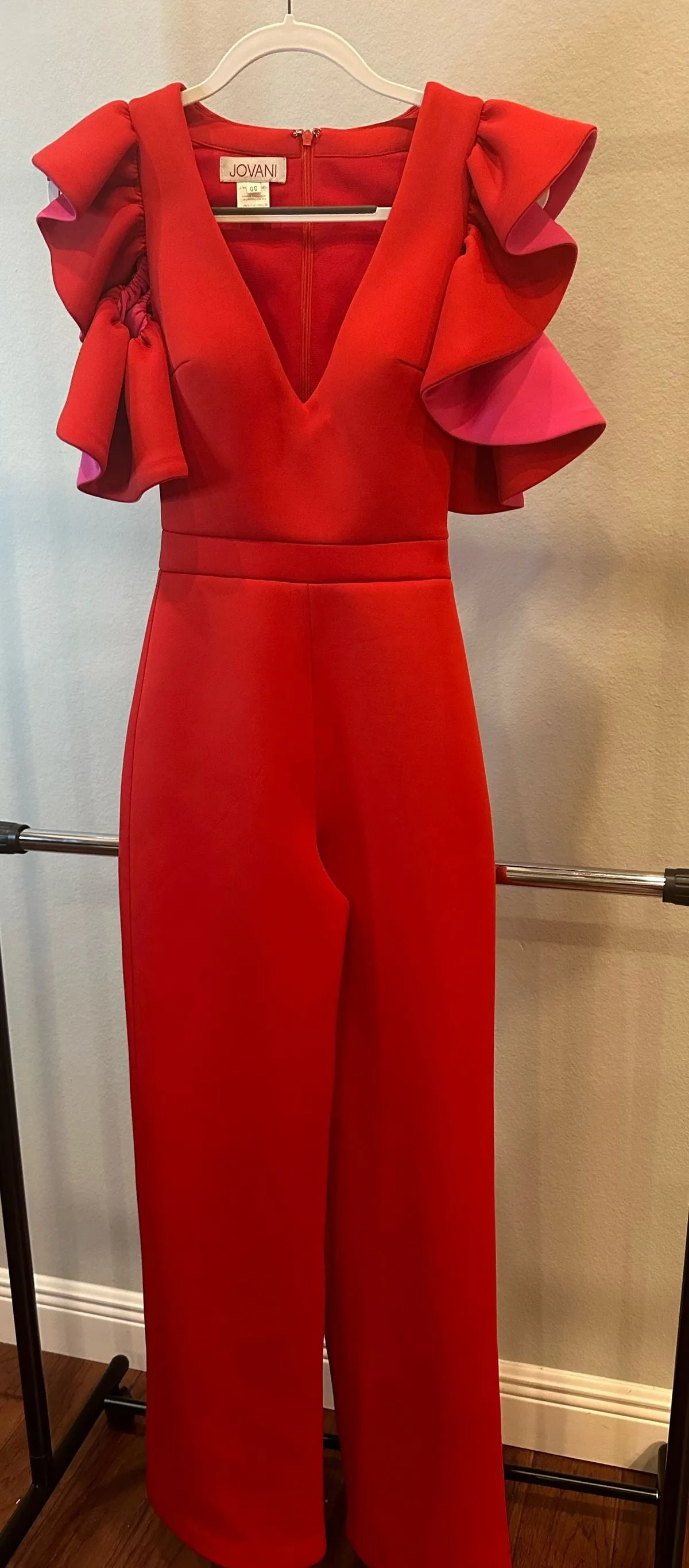 Short Ruffled Sleeve Jumpsuit by Jovani 68736