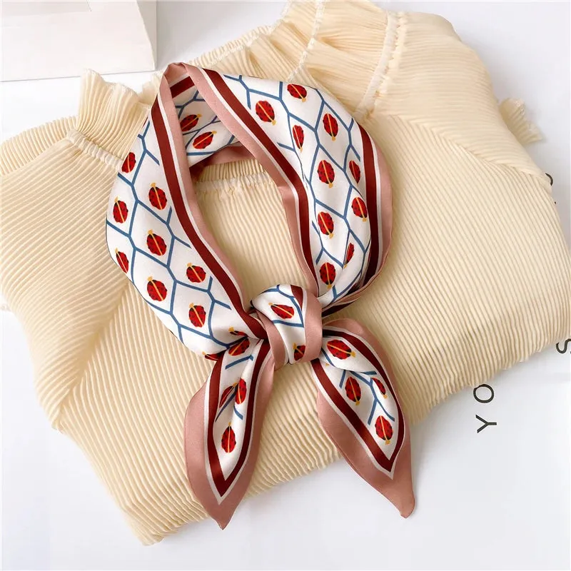 Silk Scarf Printed Tie Hair Ribbons