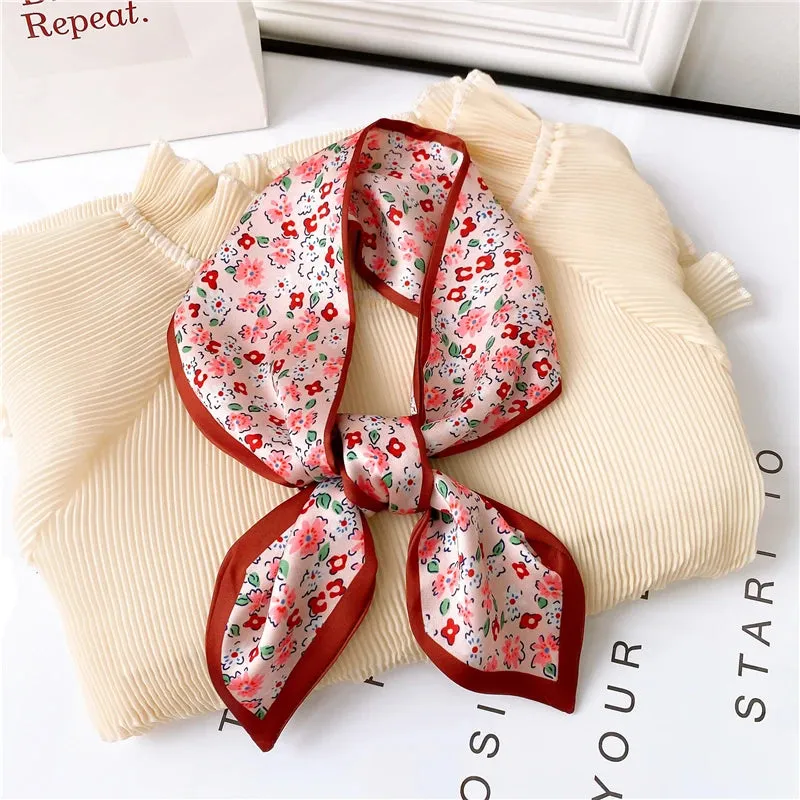 Silk Scarf Printed Tie Hair Ribbons