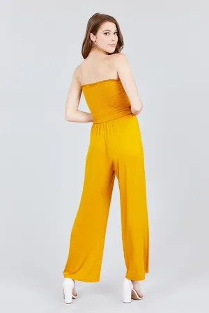 Smocked Strapless Jumpsuit