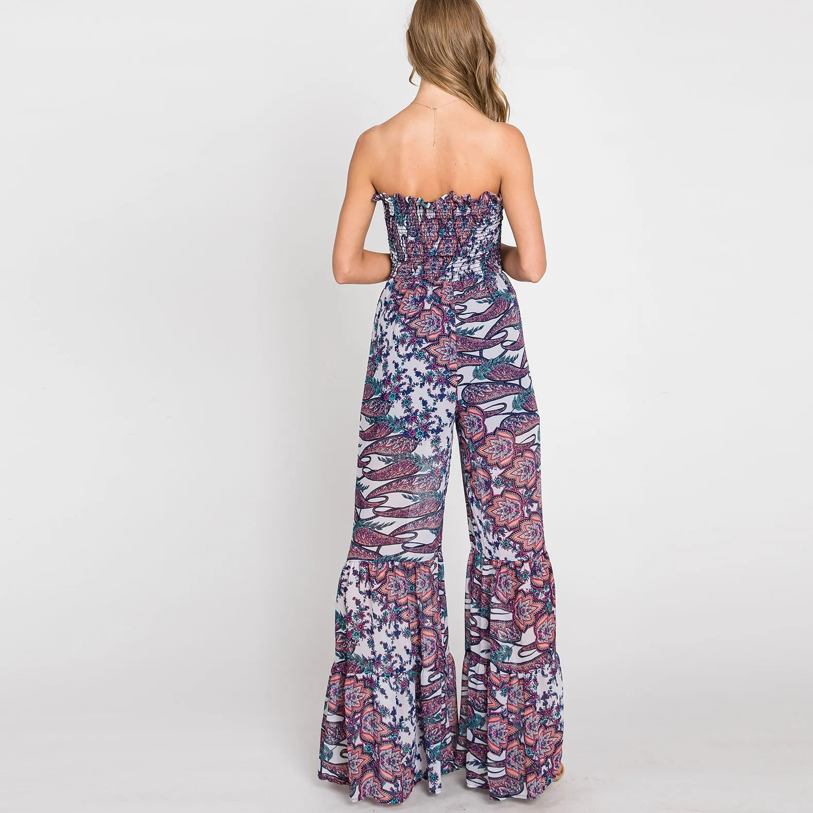 Smocking Wide Leg Jumpsuit