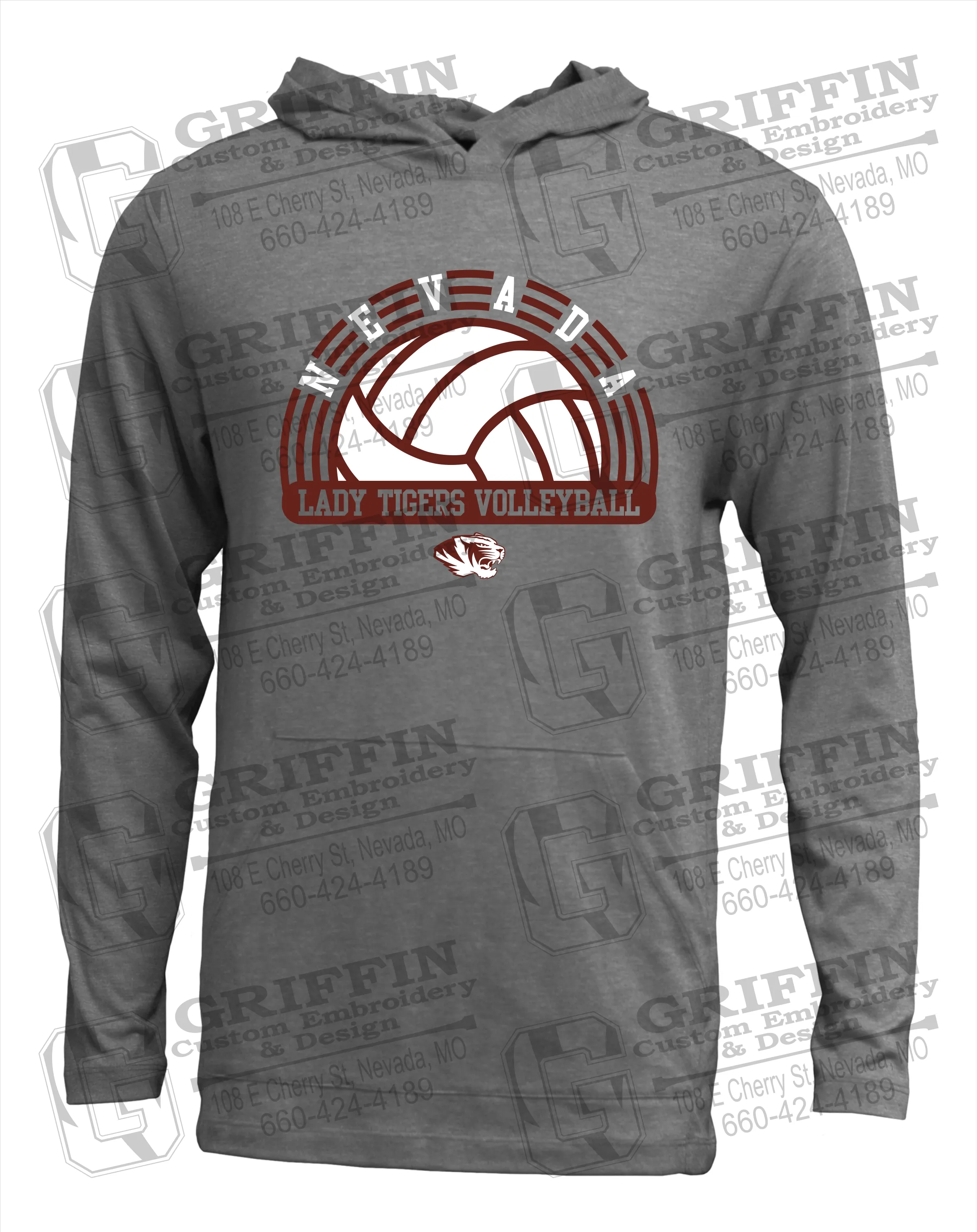 Soft-Tek T-Shirt Hoodie - Volleyball - Nevada Tigers 23-R