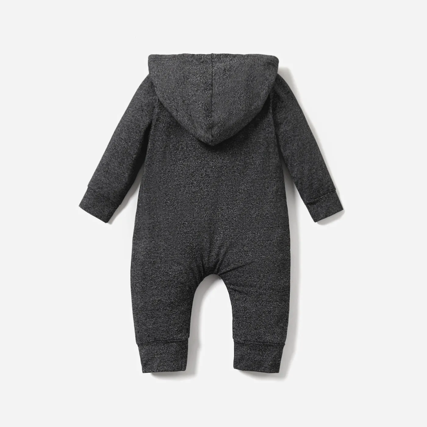 Solid Hooded Long-sleeve Baby Jumpsuit