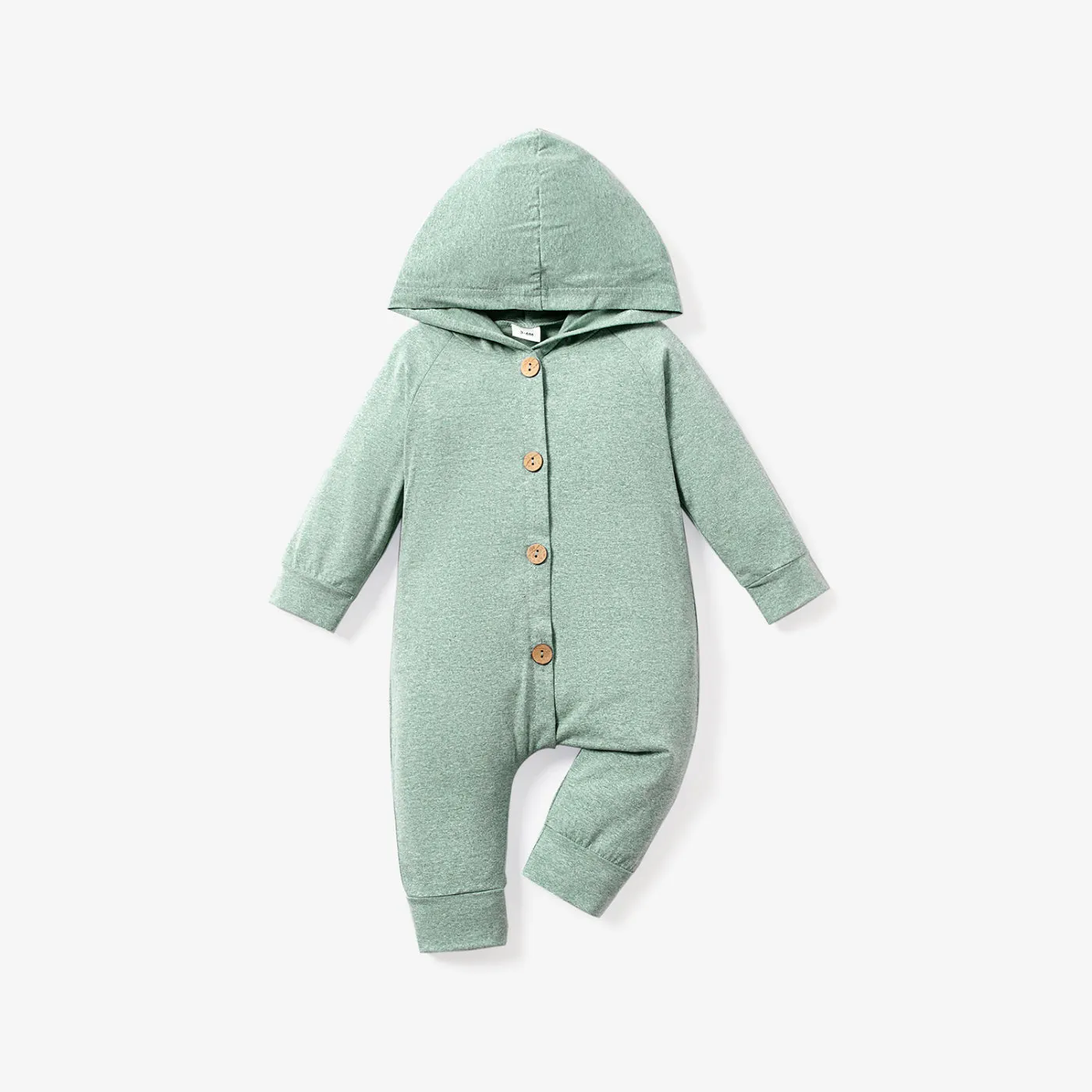 Solid Hooded Long-sleeve Baby Jumpsuit