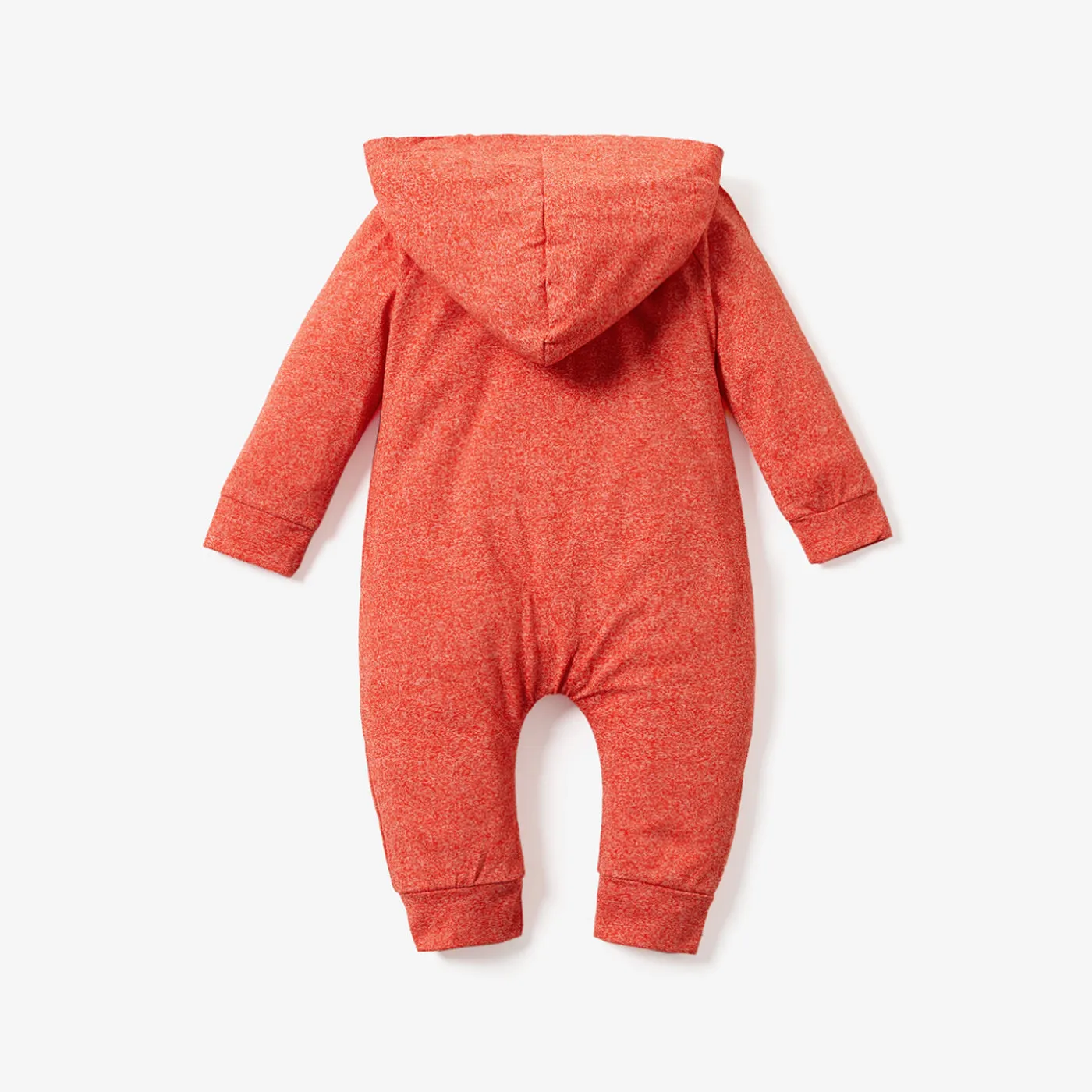 Solid Hooded Long-sleeve Baby Jumpsuit