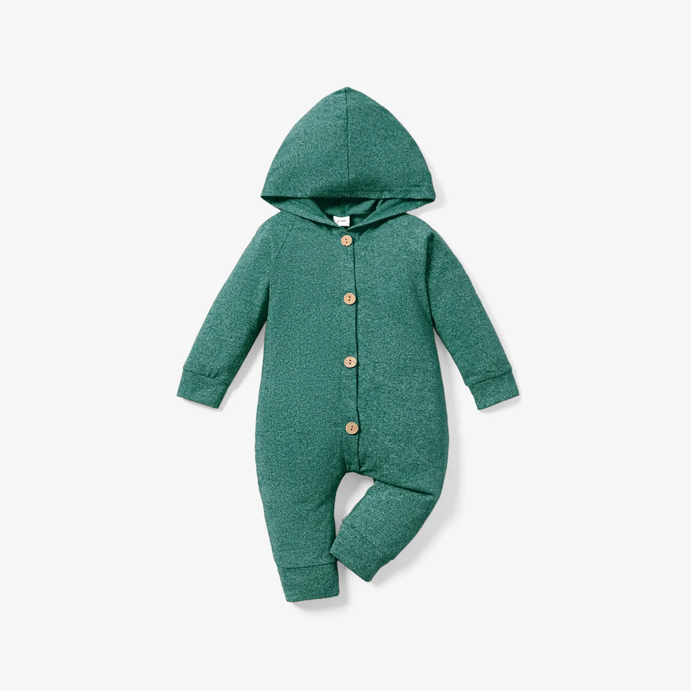 Solid Hooded Long-sleeve Baby Jumpsuit