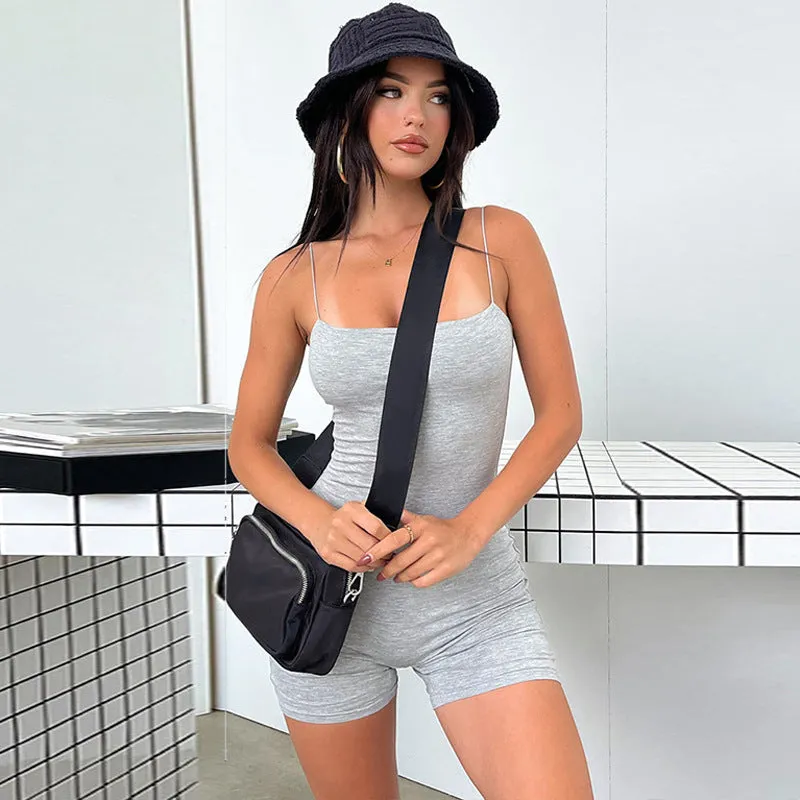 Solid Sleeveless Playsuit Club Streetwear