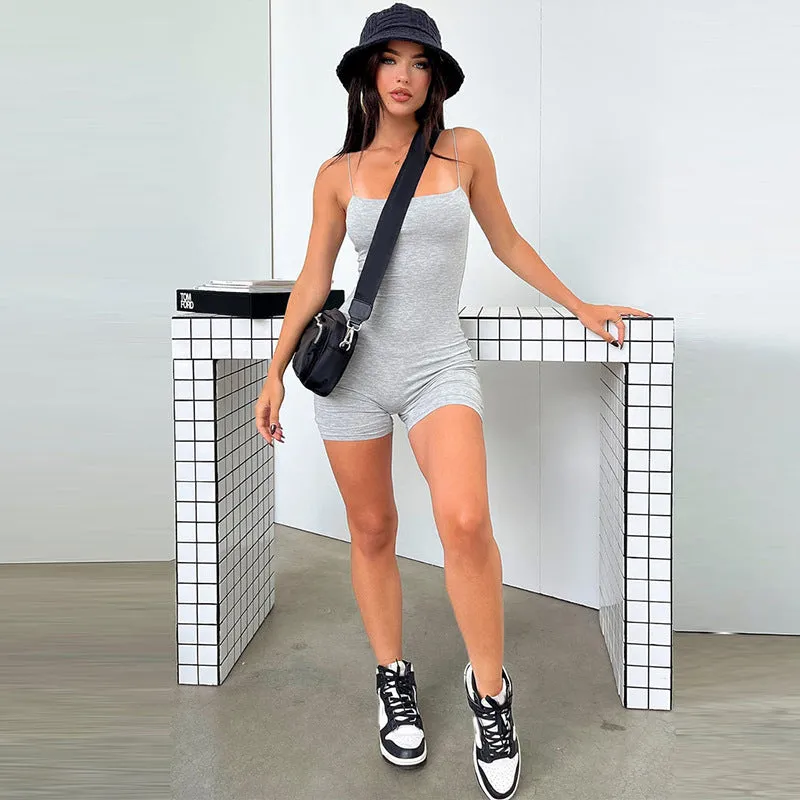 Solid Sleeveless Playsuit Club Streetwear