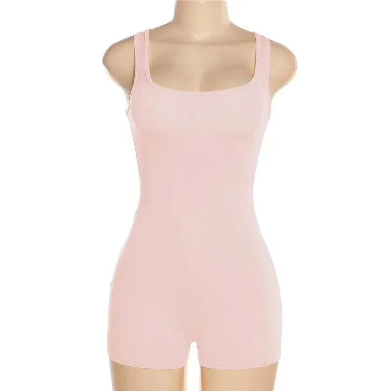 Solid Sleeveless Playsuit Club Streetwear