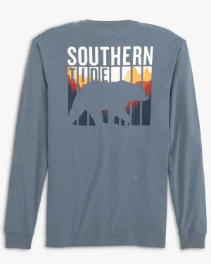 Southern Tide Men's LS Prey Landscape Bear Tee / Heather Seven Seas Blue