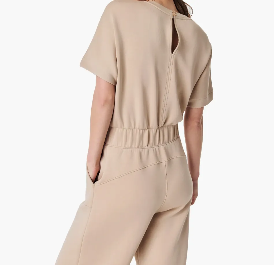 Spanx - AirEssentials Short Sleeve Crop Wide Leg Jumpsuit in Tahini