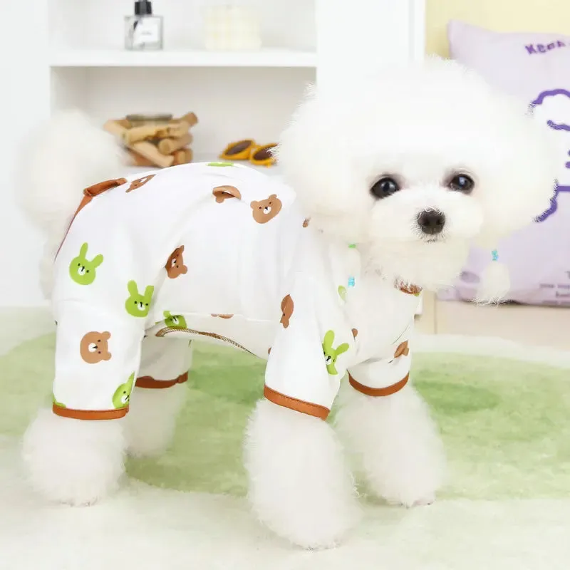 Spring Summer Pet Dog Jumpsuit | Puppy Sweatshirt for Small Dogs | Chihuahua and French Bulldog Cotton Pajamas | Lightweight Dog Costume