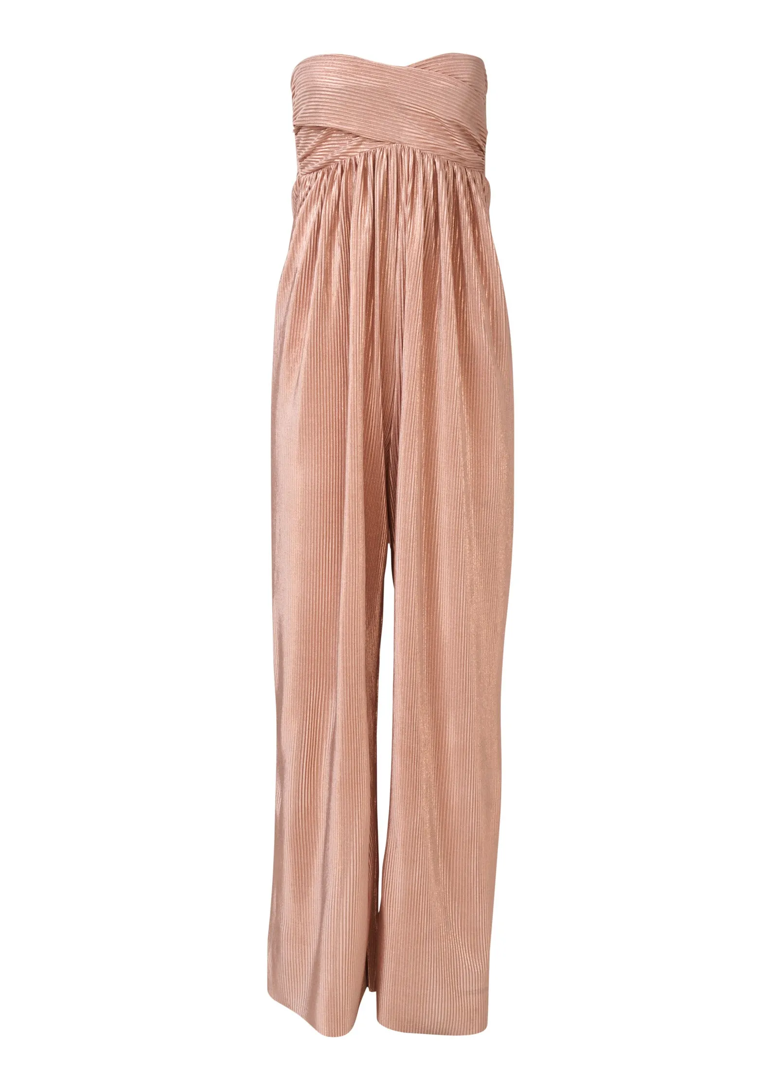 Strapless Shimmer Jumpsuit - Rose Gold