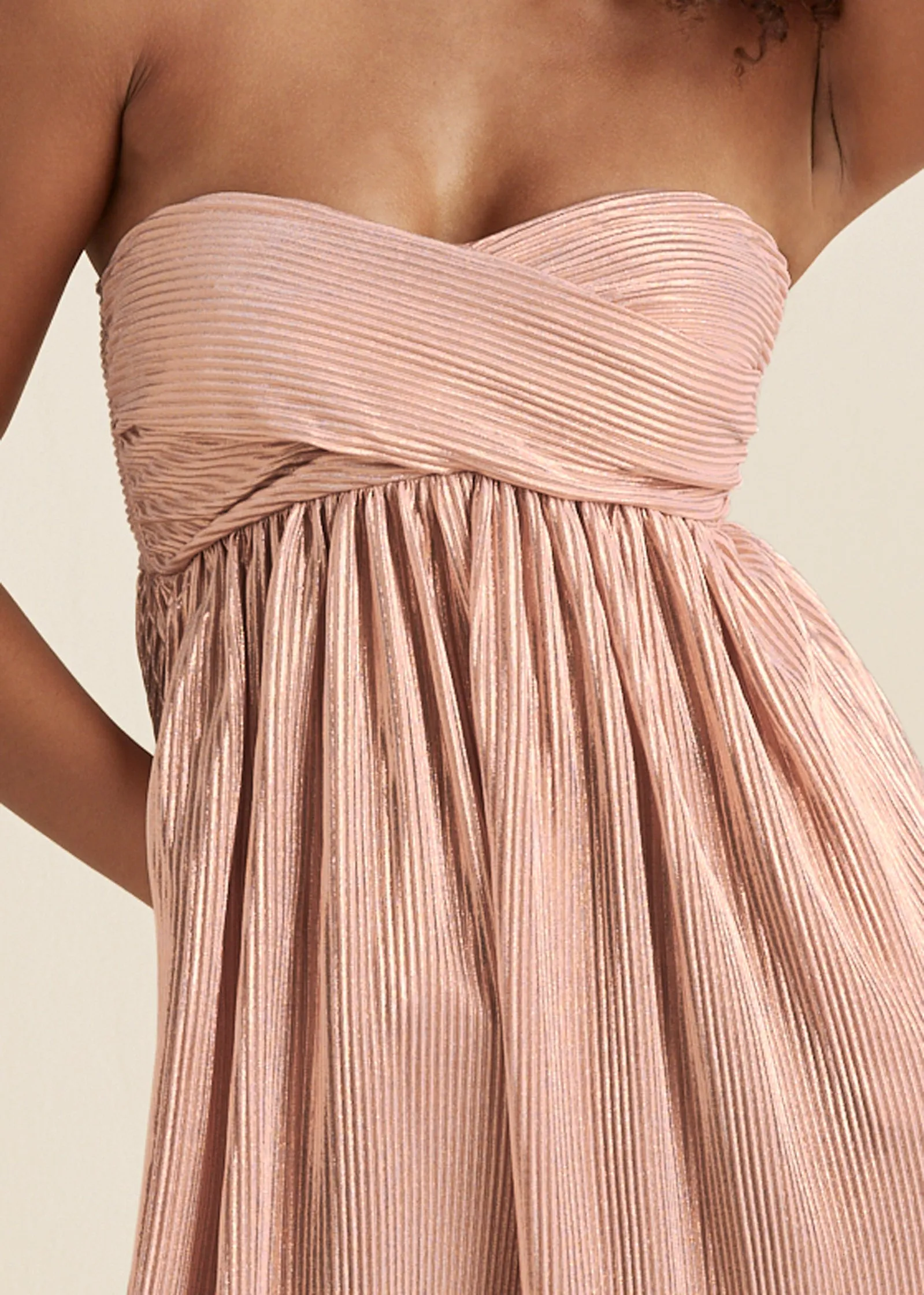 Strapless Shimmer Jumpsuit - Rose Gold