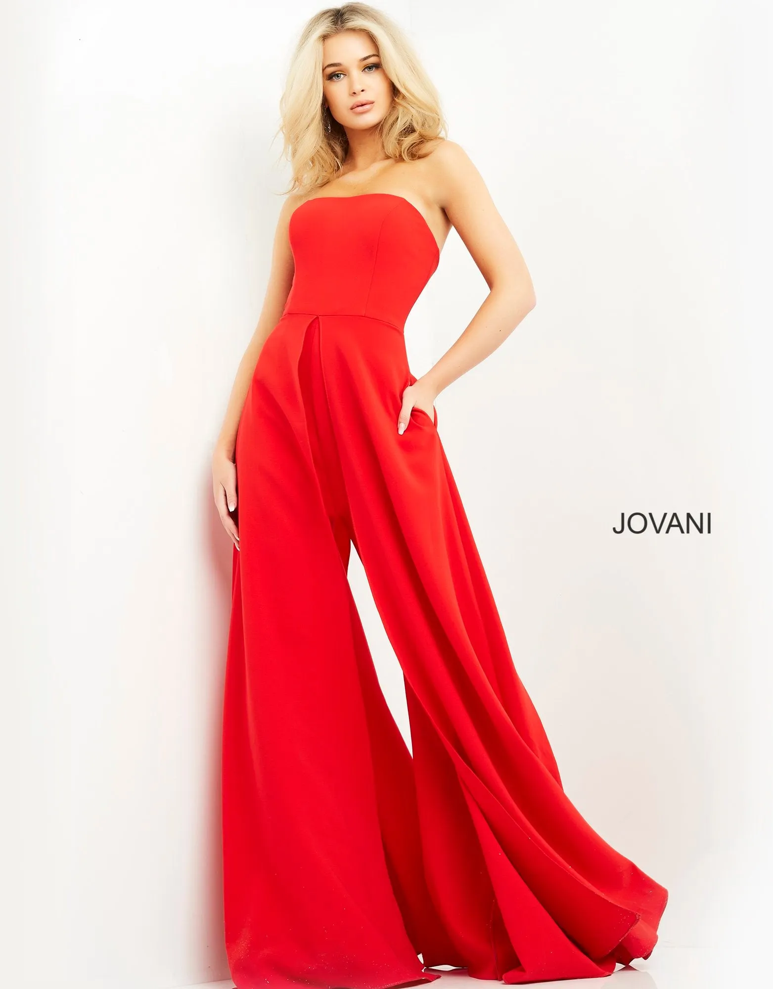 Strapless Wide Leg Jumpsuit by Jovani 03529