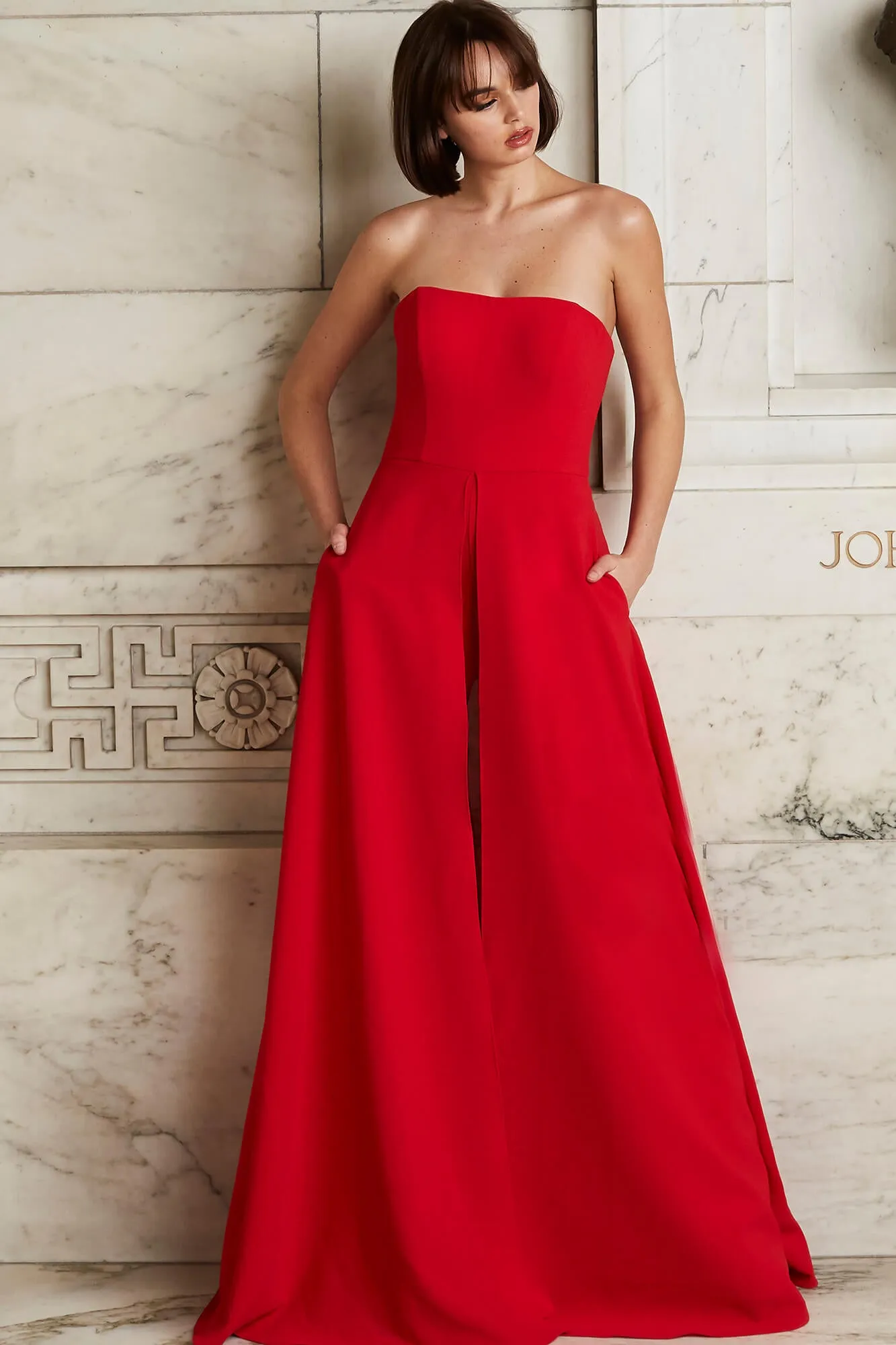 Strapless Wide Leg Jumpsuit by Jovani 03529