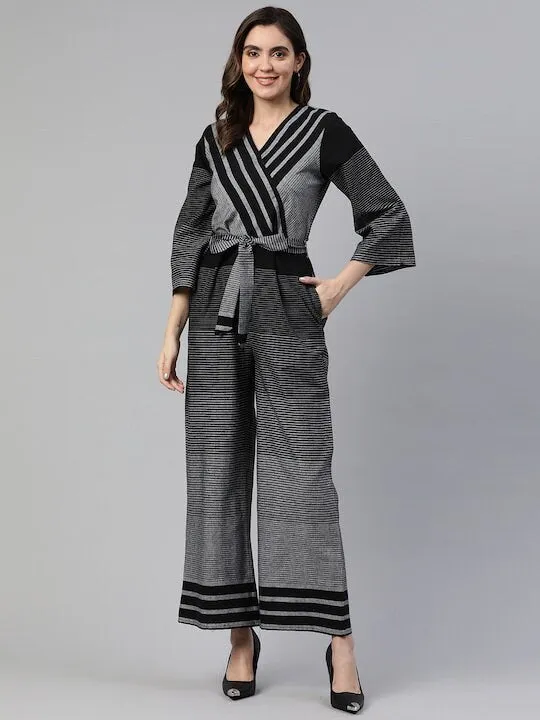 Striped Culotte Jumpsuit For Women