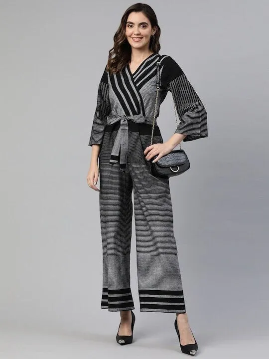 Striped Culotte Jumpsuit For Women