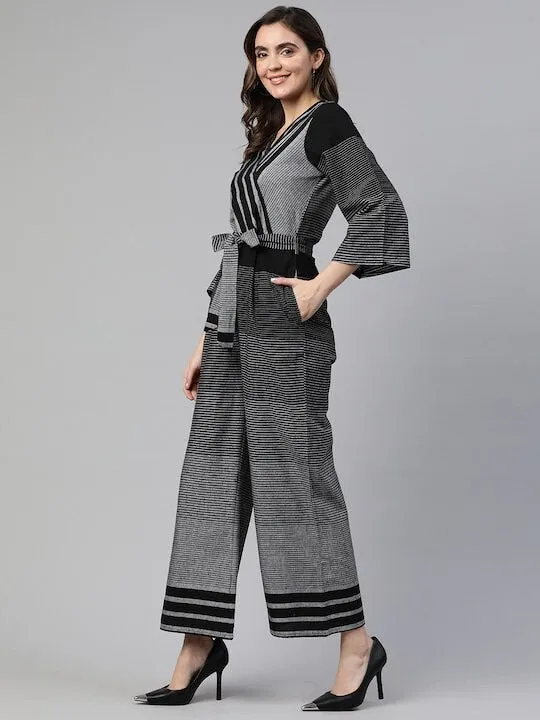 Striped Culotte Jumpsuit For Women