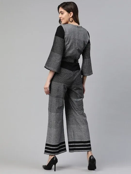 Striped Culotte Jumpsuit For Women