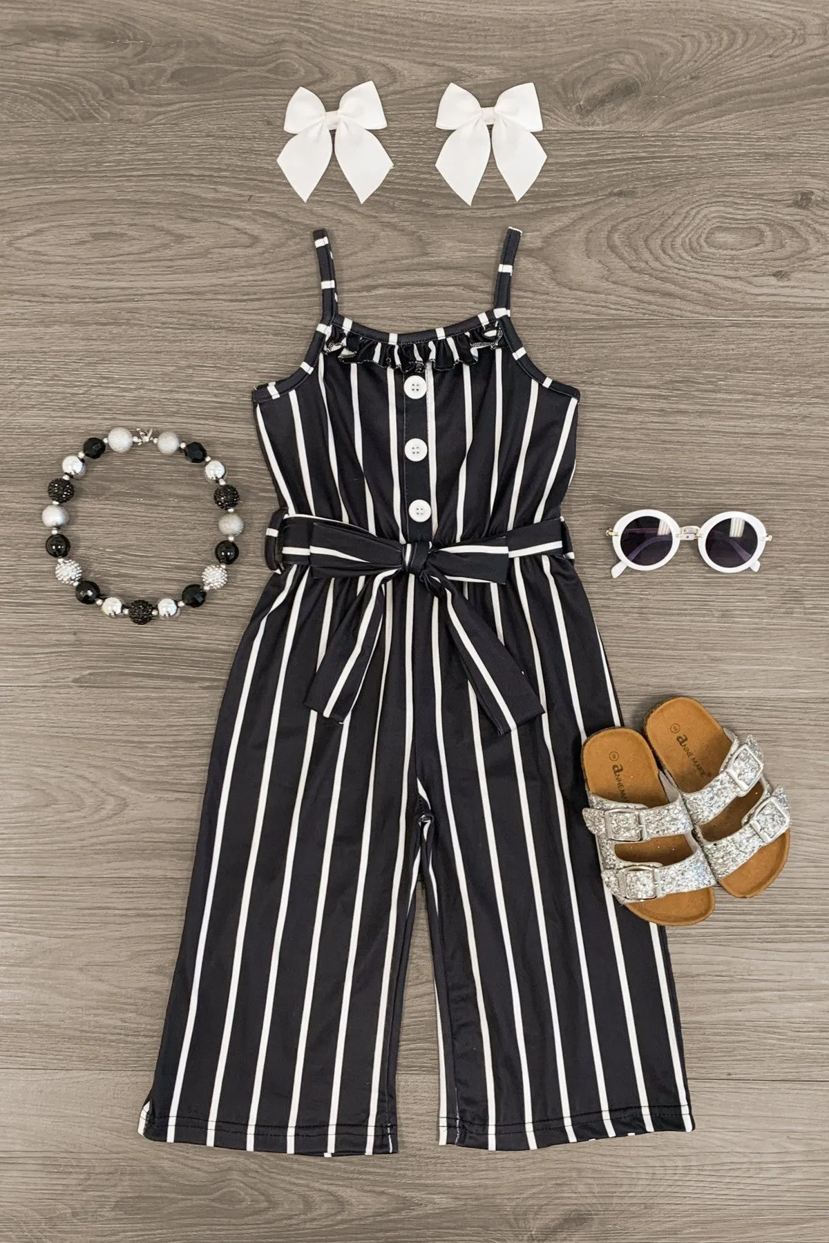 Striped Tie Waist Jumpsuit